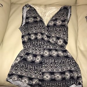 V-Neck Patterned Romper